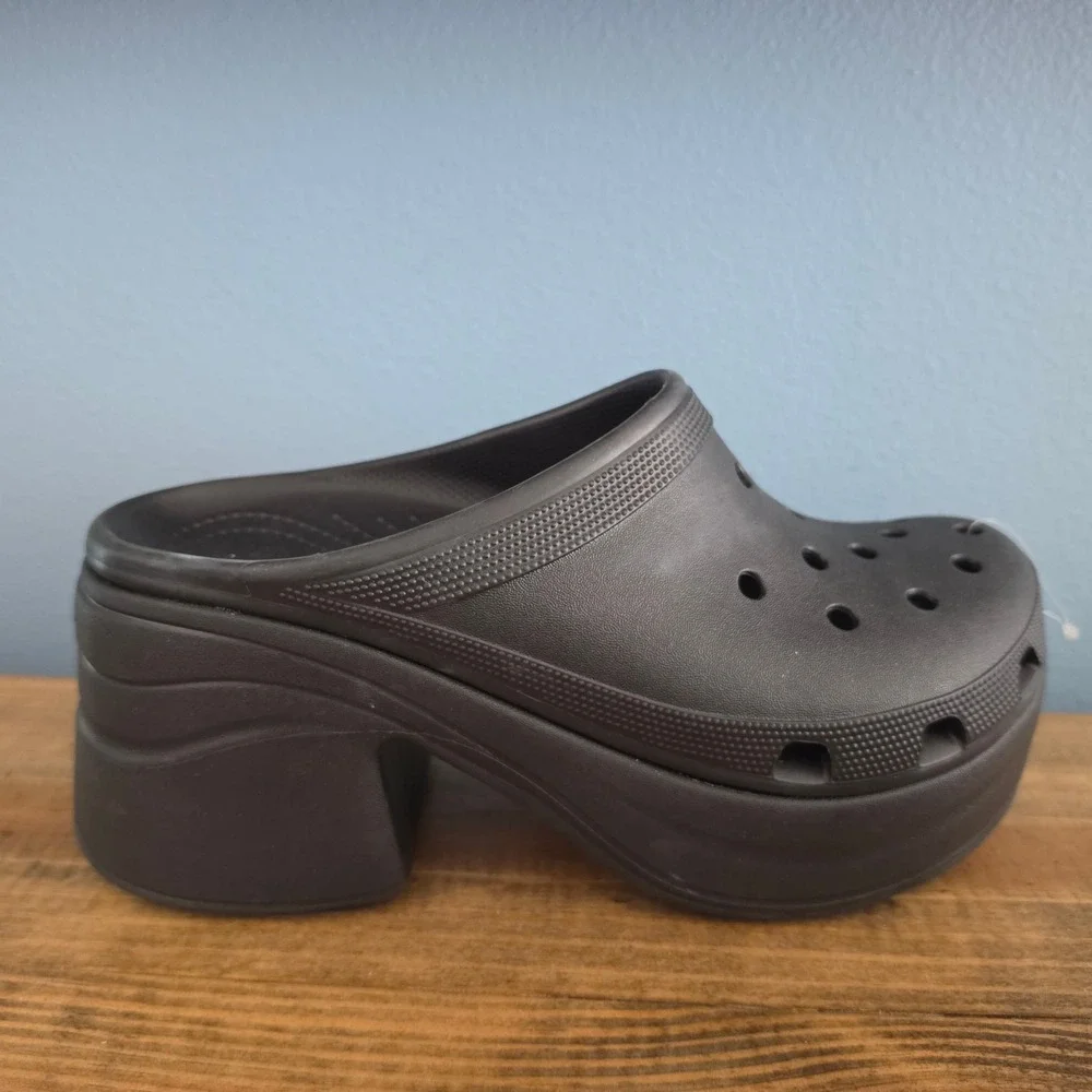 Crocs Mens Siren Clog Black Chunky Platform High Heel Mules 208547-001 Size 11